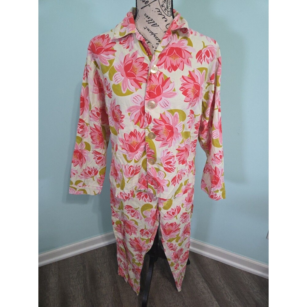 The cats pajamas long sleeve button up floral print set floral extra small